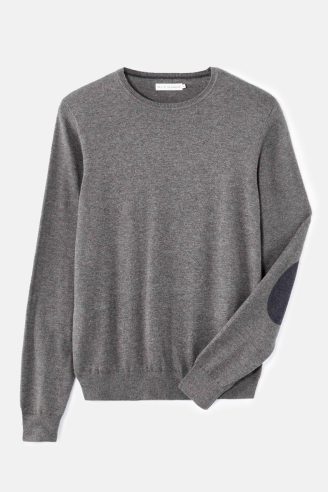 סוודר צווארון עגול שילוב פאצ'ים