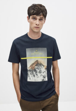 חולצת טי הדפס, צווארון עגול, 100% כותנה