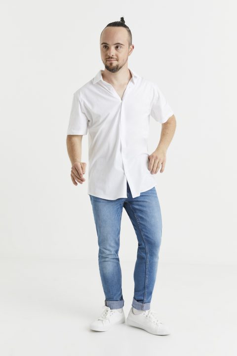 ⁦חולצה מכופתרת ג'רסי קצרה⁩ – תמונה ⁦2⁩