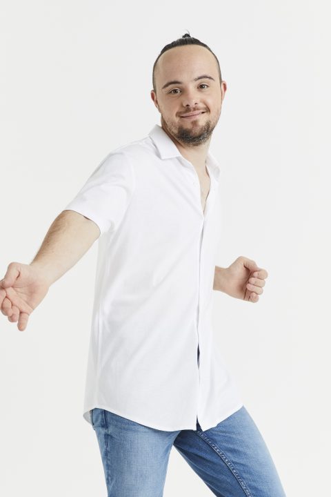 חולצה מכופתרת ג'רסי קצרה