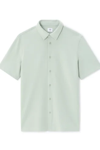 חולצה מכופתרת שרוול קצר בגזרה רגילה – ירוק