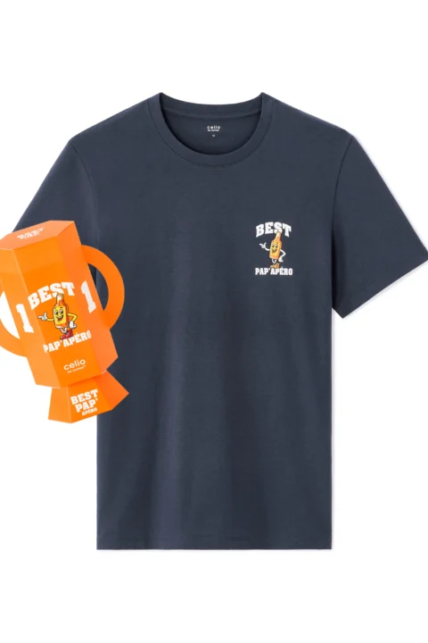 טי-שירט Best Pap'apéro עם מארז חגיגי – כחול נייבי