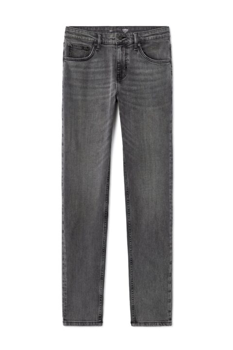 מכנסי ג’ינס, גזרה Slim, סגירת רוכסן קדמי, כותנה נמתחת, נוחות וגמישות מרבית - אפור כהה