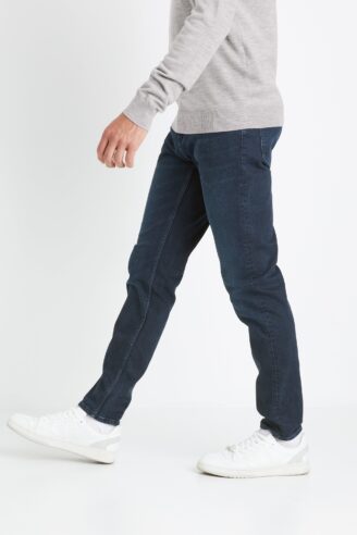 מכנסי ג’ינס, גזרה Slim, סגירת רוכסן קדמי, כותנה נמתחת, נוחות וגמישות מרבית - כחול כהה