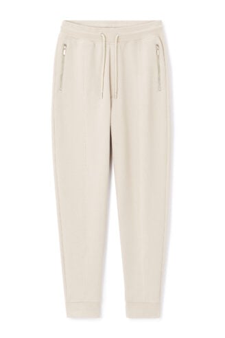 מכנסי ג’וגינג,  גזרה רגולר, בד פיקה, כיסים איטלקיים, כיס אחורי, אורך סטנדרטי - בז'