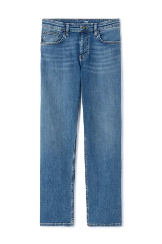 ג’ינס גזרה ישרה בד כותנה סטרץ’ - כחול נייבי