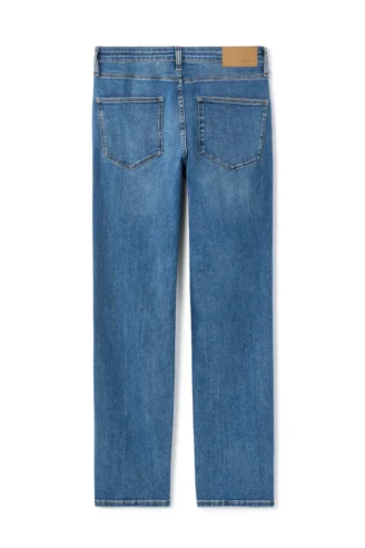 ג’ינס גזרה ישרה בד כותנה סטרץ’ - כחול נייבי