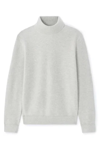 סריג פיקה עם צווארון גולף 100% כותנה - אפור