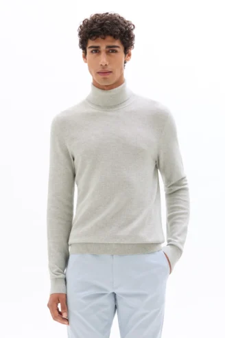 סריג פיקה עם צווארון גולף 100% כותנה - אפור