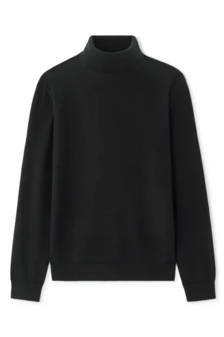 סריג פיקה עם צווארון גולף 100% כותנה - שחור