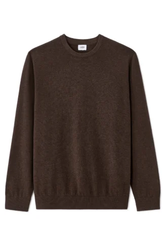 סוודר ג’רזי, מפתח צווארון וי, בד דק רך ונעים, 100% כותנה - חום כהה סוודר ג’רזי, מפתח צווארון וי, בד דק רך ונעים, 100% כותנה - חום כהה