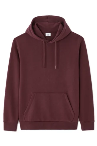 סווטשירט קפוצ’ון, גזרה רגולר, כובע עם שרוך, כיס קנגורו קדמי, בד רך ונעים, 100% כותנה - בורדו סווטשירט קפוצ’ון, גזרה רגולר, כובע עם שרוך, כיס קנגורו קדמי, בד רך ונעים, 100% כותנה - בורדו