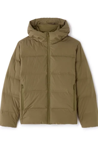 מעיל פופור עם מילוי דאון ונוצות - בז'