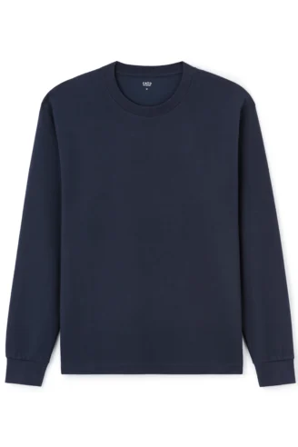 ־שירט ארוכה בגזרה רילקס מבד כותנה משולב – כחול נייבי ־שירט ארוכה בגזרה רילקס מבד כותנה משולב – כחול נייבי