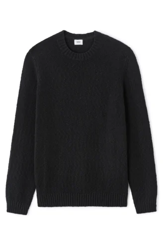 סוודר סריג  עם צווארון עגול - שחור