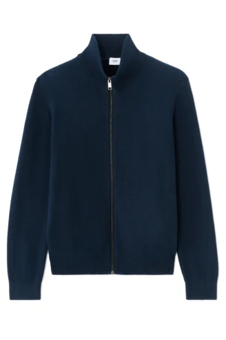 קרדיגן עם רוכסן וצווארון טרוקר, 100% כותנה - כחול נייבי קרדיגן עם רוכסן וצווארון טרוקר, 100% כותנה - כחול נייבי