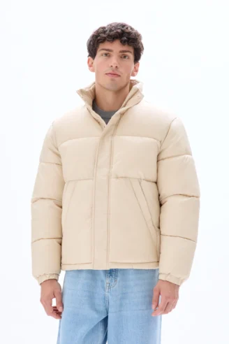 מעיל פוף מחמם Airwarm עם צווארון גבוה - בז'