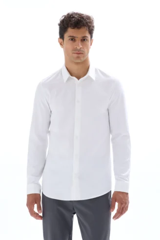 חולצת דובי גזרה סלים, 100% כותנה - לבן