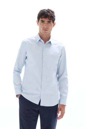 חולצת דובי גזרה סלים, 100% כותנה - תכלת