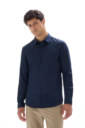 חולצת דובי גזרה סלים, 100% כותנה - כחול נייבי