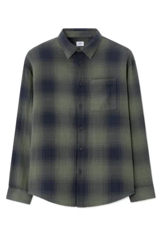 חולצת פלאנל משבצות גזרה משוחררת - נייבי חולצת פלאנל משבצות גזרה משוחררת - נייבי