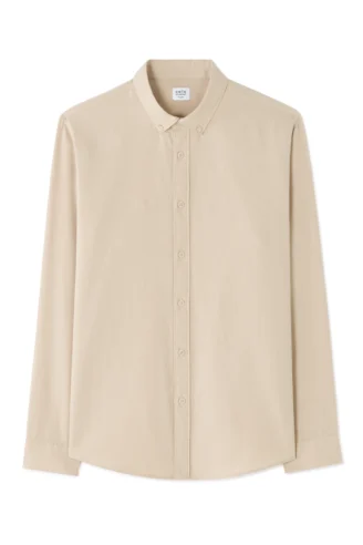 חולצת פלאנל גזרה רגולר - בז' חולצת פלאנל גזרה רגולר - בז'