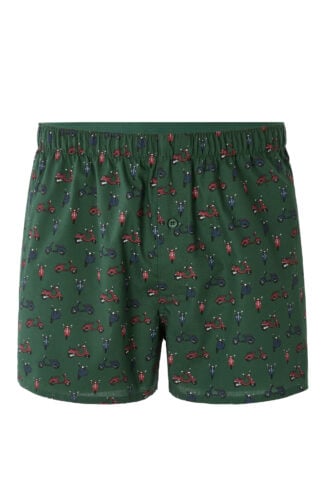 בוקסר משוחרר 100% כותנה עם הדפס קטנועים -ירוק