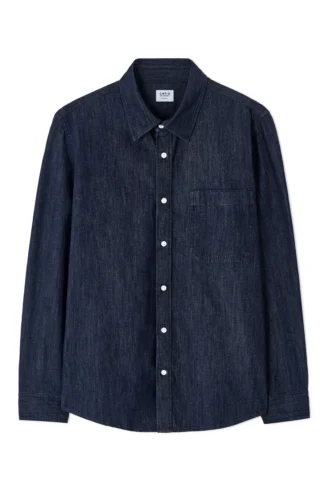 חולצה מכופתרת גזרה רגולר, גימור "ג'ינס" - כחול כהה חולצה מכופתרת גזרה רגולר, גימור "ג'ינס" - כחול כהה