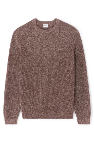 סוודר כותנה עם צווארון עגול, 100% כותנה - בורדו בהיר סוודר כותנה עם צווארון עגול, 100% כותנה - בורדו בהיר