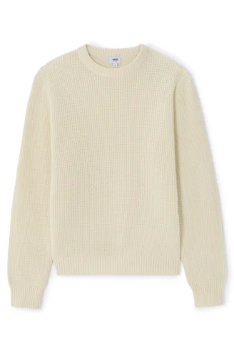 סריג ואפל צווארון עגול גזרה רגילה - שמנת