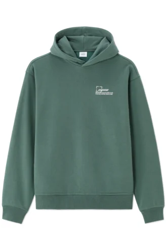 סווטשירט אוברסייז עם קפוצ’ון הדפס אסיאתי - ירוק אטלנטי