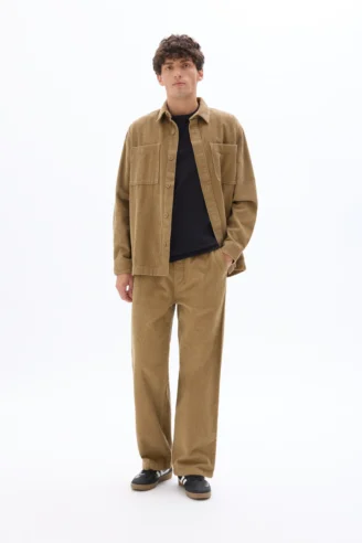 מכנסי קטיפה גזרה רחבה - קאמל