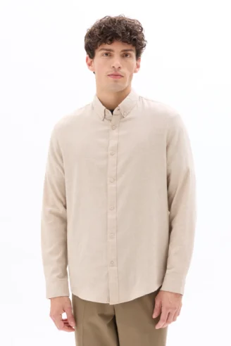 חולצת פלנל גזרה רגולר - בז'