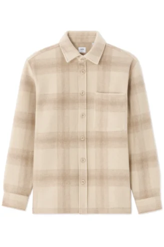 ג'קט אוברשירט משובץ - בז'