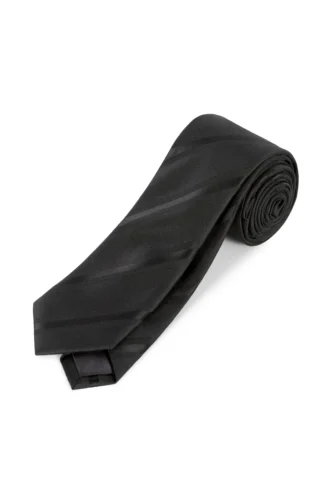 עניבה לגברים עם הדפס פסים ייחודי - שחור