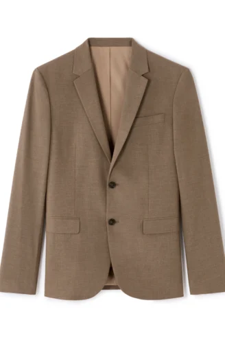 ג׳קט חליפה בגזרת סלים מבד בי־סטרץ׳ - חום