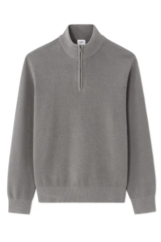 סריג בגזרת פיט רגילה עם רוכסן בצווארון, בסריגת וופל מיקרו