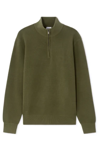 סריג בגזרה רגילה עם רוכסן בצווארון, בסריגת וופל מיקרו