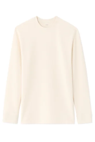 חולצת טי ארוכה גזרת בוקסי - שמנת חולצת טי ארוכה גזרת בוקסי - שמנת