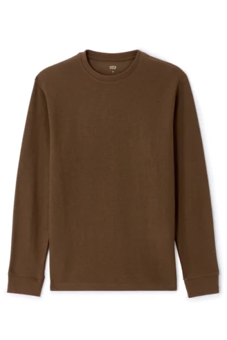 חולצת טי ארוכה גזרת בוקסי  - בורדו