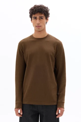 חולצת טי ארוכה גזרת בוקסי  - בורדו