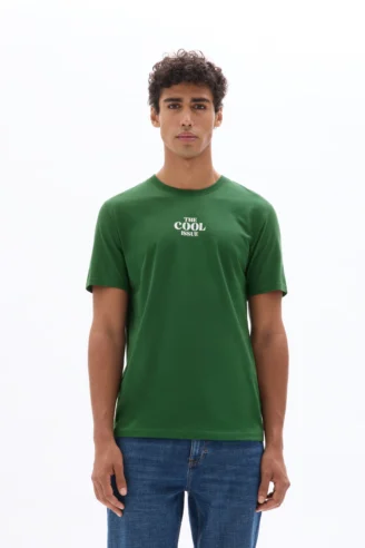 חולצת טי מודפסת 100% כותנה - ירוק