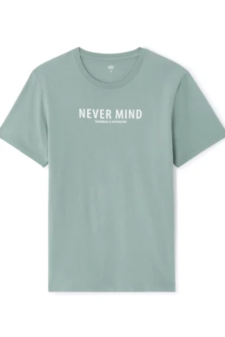 חולצת טי מודפסת 100% כותנה - אפור ירקרק