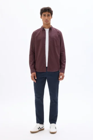 חולצה מכופתרת, 100% כותנה אוקספורד, שרוולים ארוכים, גזרה רגולר - בז'