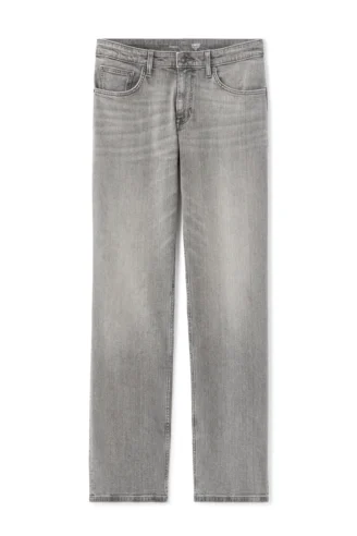 מכנסי ג’ינס, גזרה C.15 סטרייט, רוכסן דיסקרטי, כותנה נמתחת - אפור