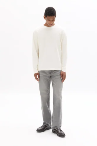 מכנסי ג’ינס, גזרה C.15 סטרייט, רוכסן דיסקרטי, כותנה נמתחת - אפור