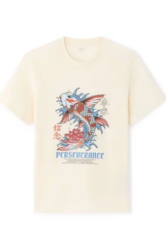 חולצת טי שירט בגזרה רגילה, צווארון עגול, 100% כותנה, הדפס אסיה חולצת טי שירט בגזרה רגילה, צווארון עגול, 100% כותנה, הדפס אסיה