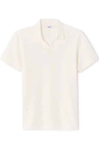 חולצת פולו בגזרה רגילה בסריגת וופל - אוף וויט חולצת פולו בגזרה רגילה בסריגת וופל - אוף וויט