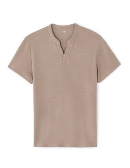 חולצת טי בגזרת Regular עם צווארון הנלי, 100% כותנה