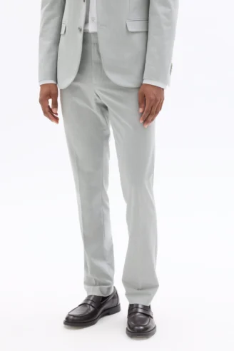 מכנסי חליפה בגזרת סלים מבד גמיש - אפור בהיר